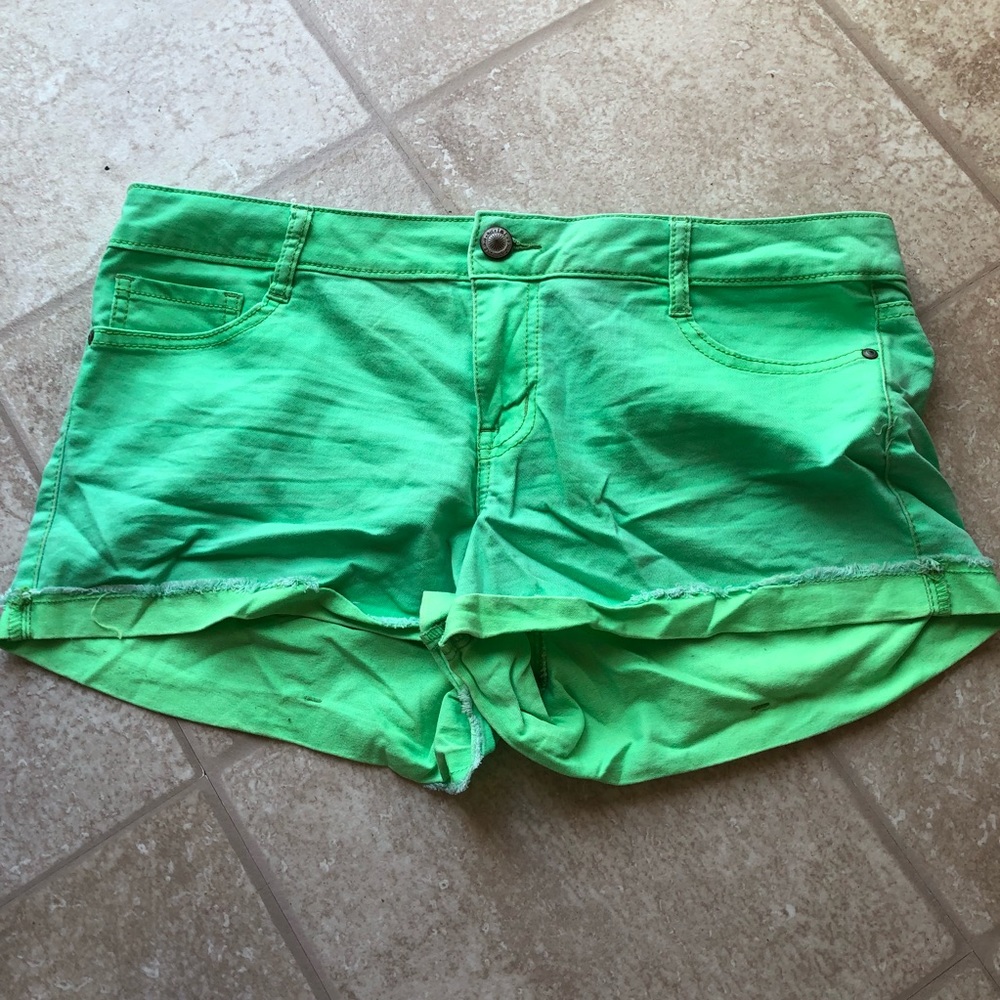 Neon Green Jean Shorts